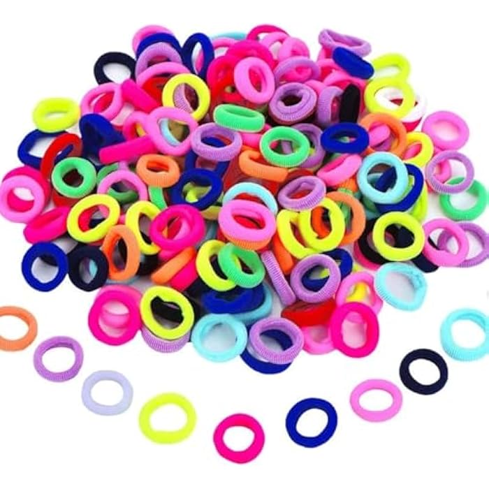 FAMEZA 100PCS Baby Hair Ties, Cotton Toddler Hair Ties for Girls and Kids, Seamless Hair Bands, Elastic Ponytail Holders - Image 1